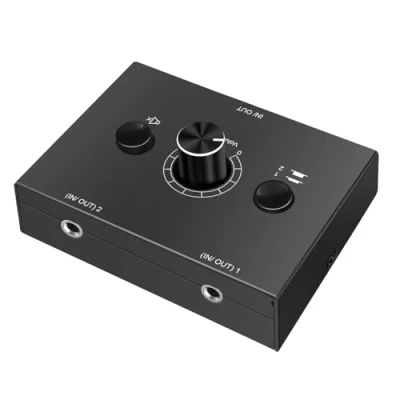 Afbeelding van UNSTINCER Audio Switch 3,5mm Jack 2(1) in 1(2) Out, Analog Stereo Aux Schakelaar Selector Splitter Box voor Phono Hoofdtelefoon Speaker Luidspreker PC Luidspreker, Volume Control One Key Mute