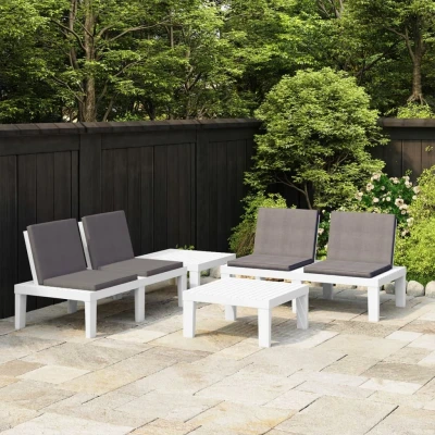 Afbeelding van 4 delige Loungeset met kussens kunststof wit