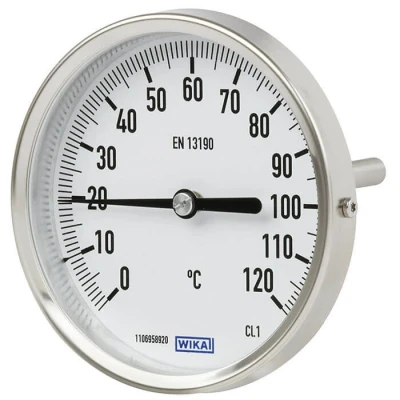Afbeelding van 0 tot +120C RVS Bimetalen Thermometer 63mm Behuizing 200mm Dompelbuis TBLRSH 120 63 200