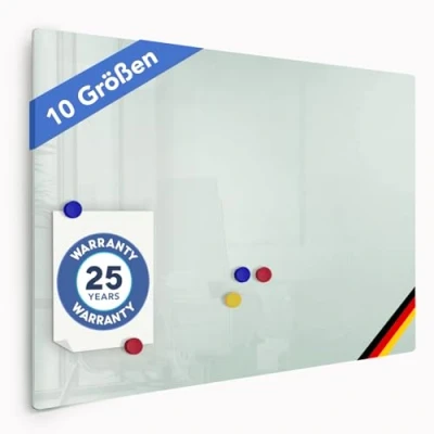 Afbeelding van MOB Glazen presentatiebord whiteboard magnetisch &amp; beschrijfbaar 45 x 60 cm glasplaat wit