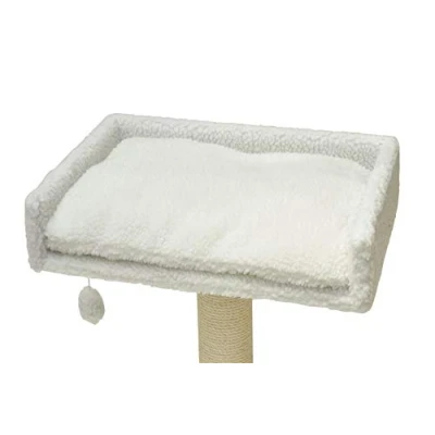Afbeelding van nanook Ligplaats top voor kattenkrabpaal met kussen groot XXL 60x40 cm wit teddybont