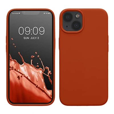 Afbeelding van kwmobile telefoonhoesje geschikt voor Apple iPhone 13 Hoesje met siliconen coating Smartphone case in roestoranje