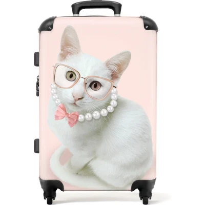 Afbeelding van NoBoringSuitcases.com Grote koffer Kinderkoffer roze meisjes Reiskoffer met 4 wielen Trolley op wieltjes 60 liter Bagage rolkoffer groot kinderen Ruimbagage large valies 20kg Suitcase medium Hardcase lichtgewicht Luggage middelmaat