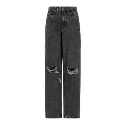 Afbeelding van Urban Classics Distressed 90&#039;s Wide Leg Denim Wijde broek Taille, 32 inch Zwart