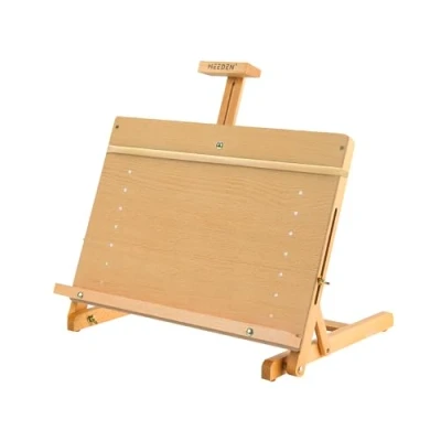 Afbeelding van MEEDEN Grote tekenplank ezel, massief beukenhouten tafelblad H frame verstelbare ezel kunstenaar teken en schetsbord voor kunstenaars, tieners schilders, houdt canvas tot 23 inch