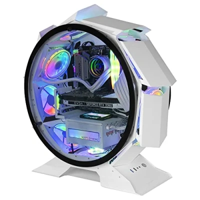 Afbeelding van Mars Gaming MCORB Wit, Micro ATX XL PC Geval, Custom Ronde Ontwerp, Gehard Dubbele Beglazing