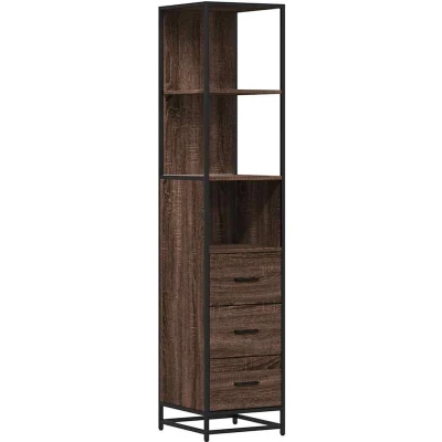 Afbeelding van Badkamerkast 35x37,5x166 cm bewerkt hout bruin eikenkleur