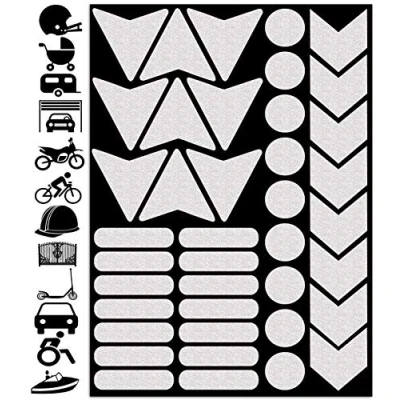 Afbeelding van Biomar Labs® 40 stks Hoge Zichtbaarheid Waarschuwing Reflecterende Stickers Kit Decals Wit Reflector Zeer Nacht Veiligheid Universele Zelfklevende D 48