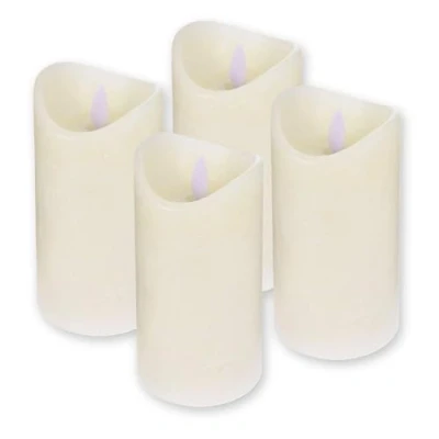 Afbeelding van ToCi Led kaarsen, crème, diameter 7,5 x 10 cm, set van 4 vlamloze kaarsen echte was, met beweegbare vlam en timer, adventskaarsen, grafiger