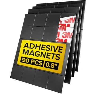 Afbeelding van magnetische vierkanten 110 zelfklevende flexibele kleverige magneten Peel &amp; Stick vellen tape is alternatief voor stickers, magneetstrip en rol