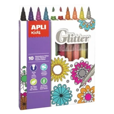 Afbeelding van APLI Kids 18218 Glitter Marker Pennen 10 u.,Eén maat,Multi kleuren