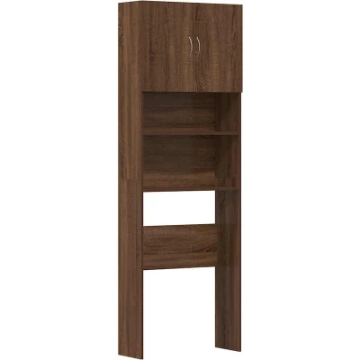 Afbeelding van Wasmachinekast 64x24x190 cm bewerkt hout bruin eikenkleurig