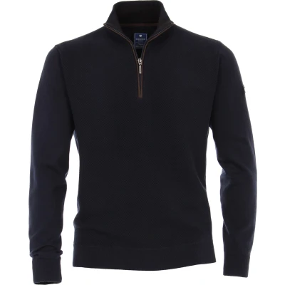 Afbeelding van Redmond heren trui katoen schipperstrui met rits donker blauw