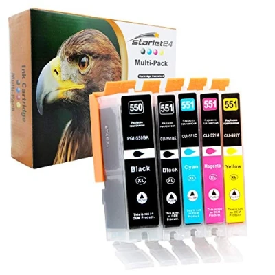 Afbeelding van 5 x inktcartridges, vervanging compatibel met Canon PIXMA iP 7200 7250 8750 iX 6850 MG 5450 5550 5650 5655 6350 6450 6650 7100 715 0 7550 MX 725 925