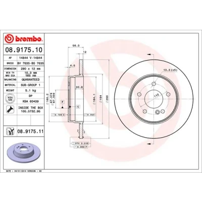 Afbeelding van Brembo Remschijf 08.9175.11