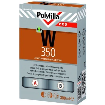 Afbeelding van Polyfilla Pro W350 Sneldrogende Houtreparatiepasta 2K Reparatiemiddel 300 ml