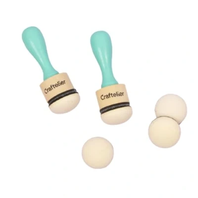 Afbeelding van Craftelier Menggereedschap voor scrapbooking en andere knutselwerkjes, inclusief 2 gereedschappen met klittenbandsluiting + 5 verwisselbare ronde schuimstoffen een diameter van 30 mm, turkoois