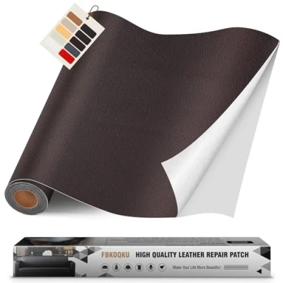 Afbeelding van reparatieset voor leer, zelfklevend, 40 x 200 cm, meubels, bank, autostoelen, tassen, reparatie en renovatie (donkerbruin)