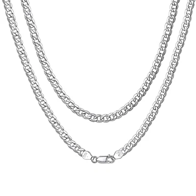 Afbeelding van Massief 925 Sterling Zilver Italiaanse 3 mm Cubaanse Link Curb Chain ketting voor vrouwen mannen, 18, 20, 22, 24, 26, 28 inch