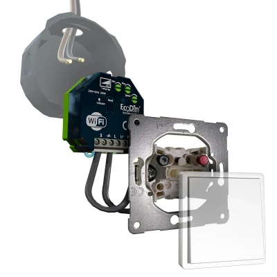 Afbeelding van PEHA led tastdimmer WiFi 0 200W, inbouw, kleine inbouwdiepte, 2 draads en 3 draads, ECO DIM.10 + pulsdrukker
