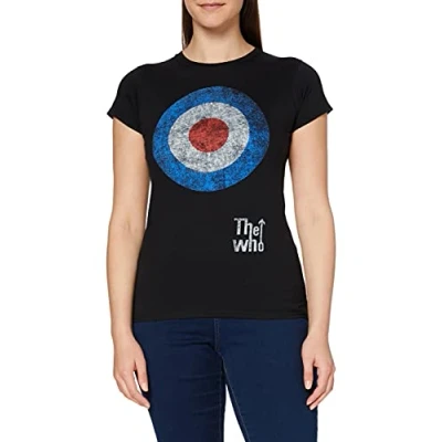 Afbeelding van The Who Target Distressed Dames T shirt XL Zwart