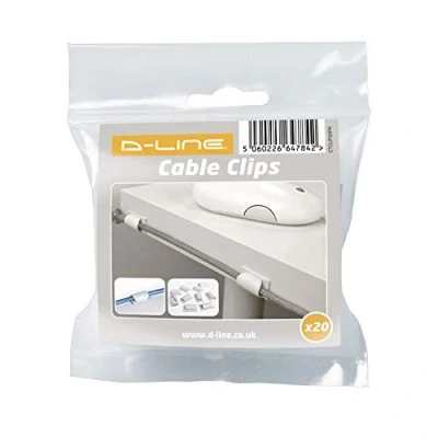 Afbeelding van D Line CTCLIP20PK zelfklevende kabelhouders, kabelklemmen in set van 20 lengte 26 mm, breedte 15 hoogte 8 mm wit
