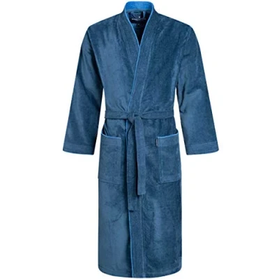 Afbeelding van Morgenstern Badjas Heren I Badstof Velours 100% Katoen Lang Blauw XL