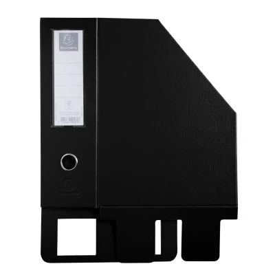 Afbeelding van Exacompta Ref. 90161E PVC tijdschriftenhouder 10 cm achterkant plat geleverd Afmetingen 31,5 x 23,5 Voor A4 documenten Zwarte kleur
