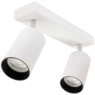 Afbeelding van Plafondspot Rond, 2 Lichts, Kantelbaar, GU10 Fitting, Wit / Zwart