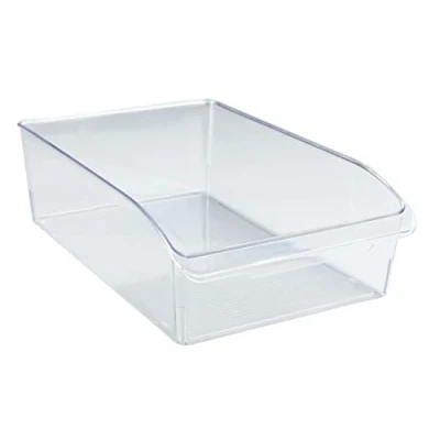 Afbeelding van WENKO Koelkast organizer L, opbergdoos voor koel en voorraadkast het sorteren van levensmiddelen, transparant design, 20 x 9,5 31 cm, robuust PET
