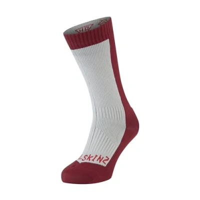 Afbeelding van SealSkinz Waterdichte broek voor koud weer, halflang, heren, grijs/rood, medium