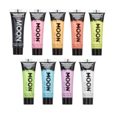 Afbeelding van Moon Glow Intensieve uv neonverf voor gezicht en lichaam, inclusief sleutelhanger, 12 ml (9 stuks)
