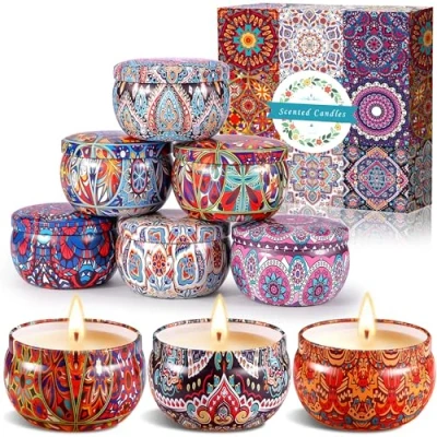 Afbeelding van BEYAOBN Geurkaarsenset, bloemen, aromakaarsen, 9 stuks, cadeauset, natuurlijke sojawas, aromatherapie, kaarsen, kerstkaarsen voor moeder, badkamer, verjaardag, yoga, jubileum, dames, geschenken