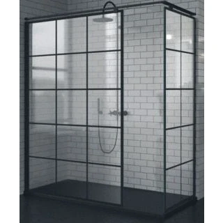 Afbeelding van Novellini Kuadra H inloopdouche (met muursteun 100 cm), squares