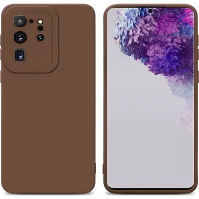 Afbeelding van Cadorabo Hoesje geschikt voor Samsung Galaxy S20 ULTRA in FLUID BRUIN Beschermhoes TPU silicone Cover Case