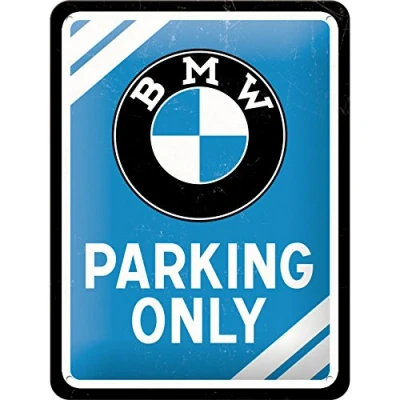 Afbeelding van Metalen wandbord met reliëf BMW Parking Only 20 x 15 cm
