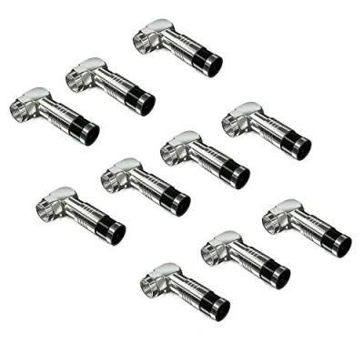 Afbeelding van deleyCON 10x F Compressieconnector 7,2mm 90 Schuin Connector voor Coaxkabel SAT TV Kabel Hoog Retourverlies Robuust Ontwerp Verguld