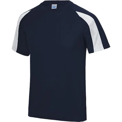 Afbeelding van Vegan T shirt &#039;Contrast&#039; met korte mouwen Navy/White S