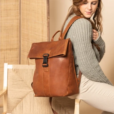 Afbeelding van The Chesterfield Brand Leren Rugzak Cognac Savona