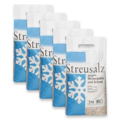 Afbeelding van OPPENHÄUSER Premium strooizout, 5 x kg zak, Duits kwaliteitszout voor betrouwbare ijs en sneeuwverwijdering, 25