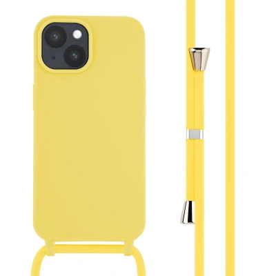 Afbeelding van Apple iPhone 15 Hoesje Siliconen en TPU (zacht) iMoshion Softcase/Koordhoesje/Backcover Geel Telefoonhoesje