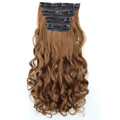 Afbeelding van CAISHA XXL 4 Delige Set Clip In Extensions Haarverlenging Haarstukje Volumineus Golvend Lichtbruin CES304 1