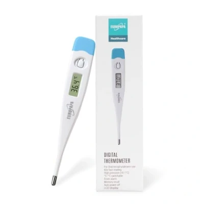 Afbeelding van EUROPAPA Digitale koortsthermometer voor baby&#039;s, kinderen en volwassenen, thermometer oraal, axillair of rectaal, waterdicht met koortsalarm (lichtblauw), GF MT502