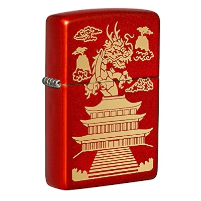 Afbeelding van Zippo Eastern design, Laser Engrave Red Matte stormaansteker, navulbaar, in hoogwaardige geschenkdoos, 49517, metallic rood mat, eenheidsmaat