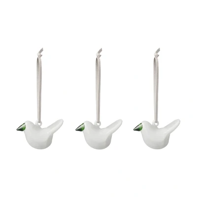 Afbeelding van Iittala Glazen vogel hanger set van 3 Wit
