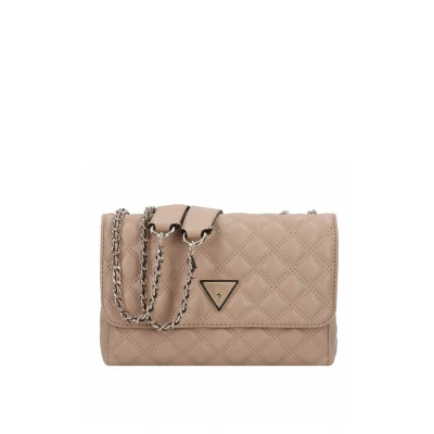 Afbeelding van Guess Giully 2 Compartment Dames Schoudertas met Vlap Beige