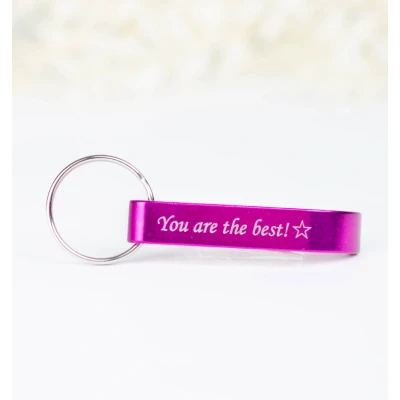 Afbeelding van Sleutelhanger Bieropener met Gravure I Roze