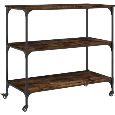 Afbeelding van vidaXL Keukentrolley 102x50x95 cm bewerkt hout gerookt eikenkleurig
