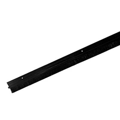 Afbeelding van Euro Tische 1 x borstelafdichting, deurborstel, deurafdichting, tochtstopper om vast te schroeven, aluminium borstel voor lucht en geluidsisolatie (100 cm, zwart)