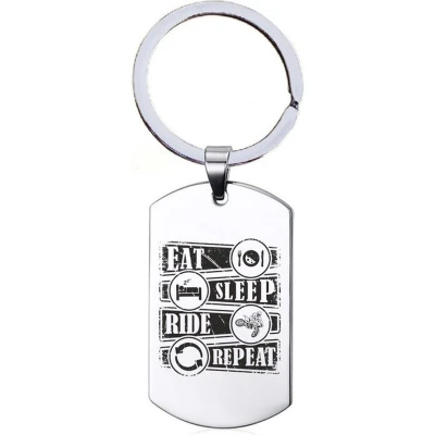 Afbeelding van Sleutelhanger RVS Eat Sleep Ride Repeat